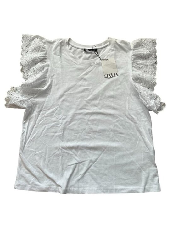 Tops - Eyelet Ruffled T-Shirt